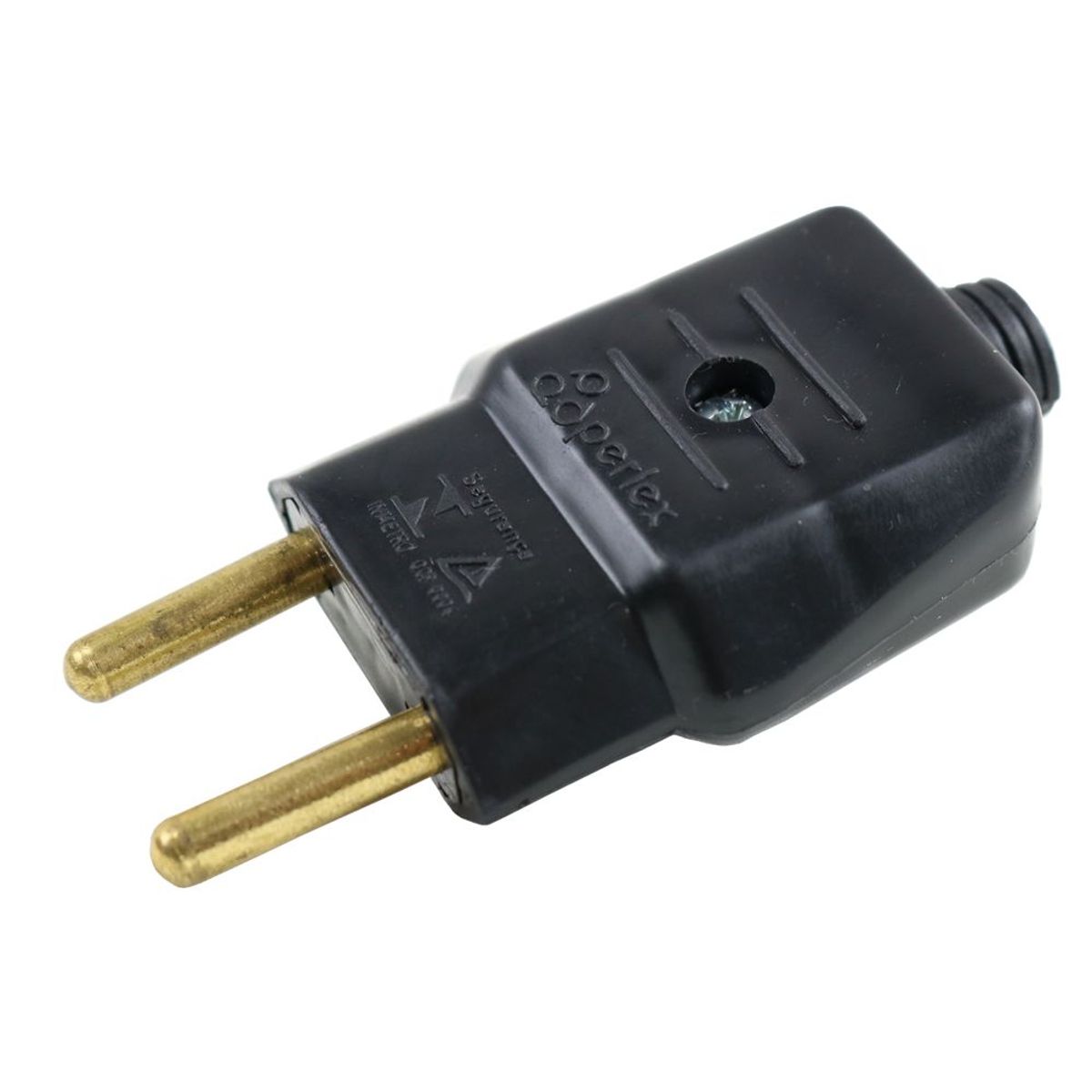Plugue Macho Preto 2 Polos 10A, marca Perlex - Foto Principal