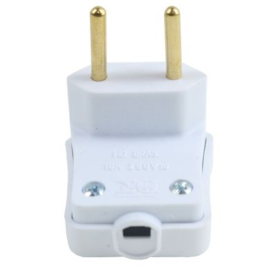 Plugue Macho 90 Grande Branco 2 Polos 10A