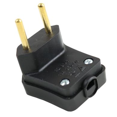 Plugue Macho 90 Grande Preto 2 Polos 10A