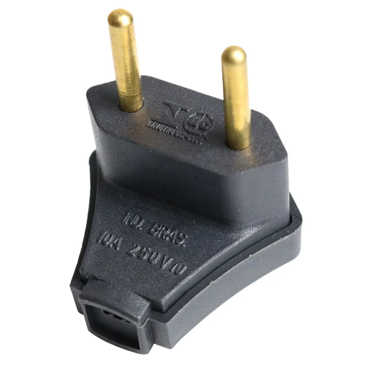 Plugue Macho 90° Preto 2 Polos 10A, marca Perlex - Foto Principal