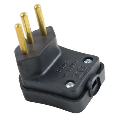 Plugue Macho 90 Grande Preto 3 Polos 10A