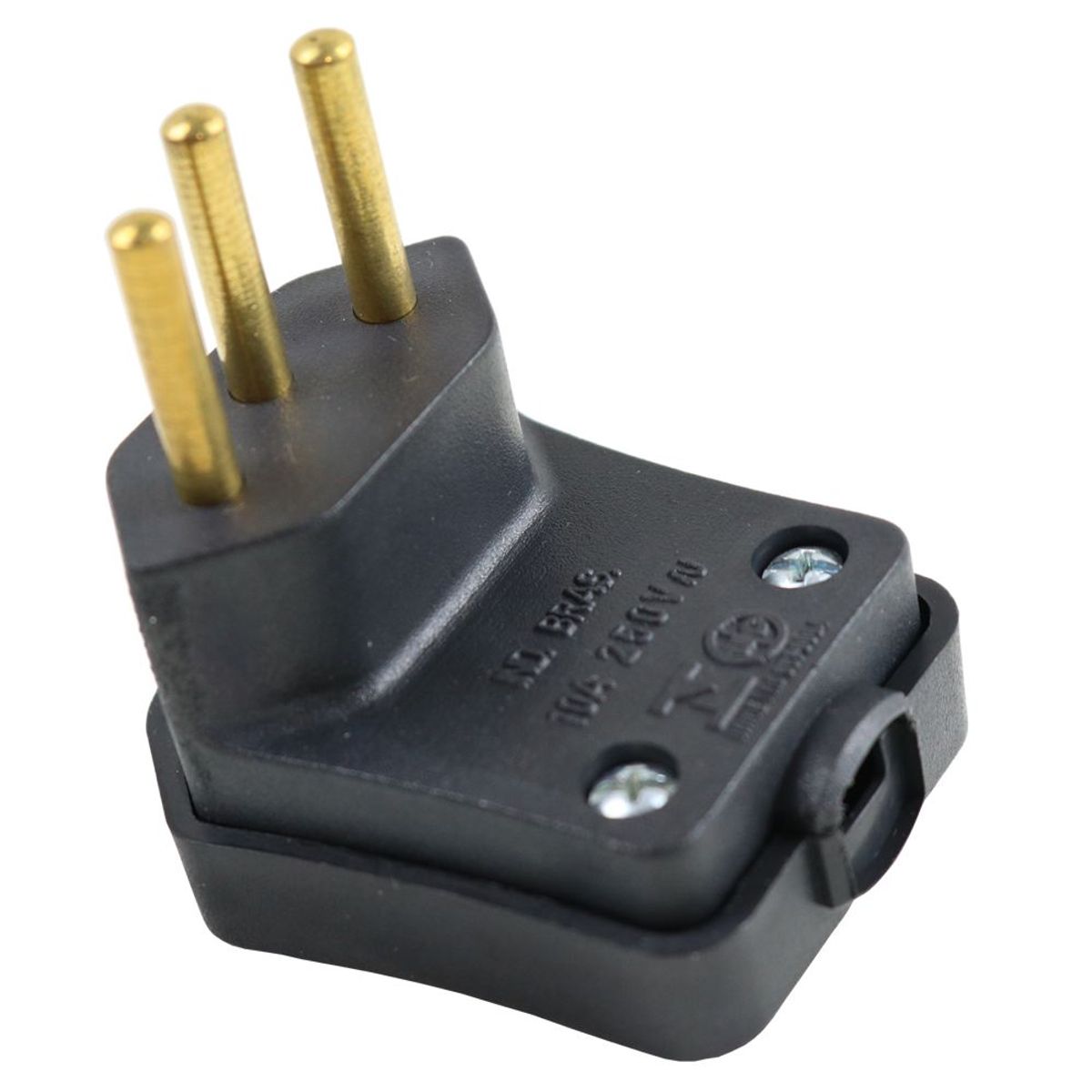 Plugue Macho 90° Grande Preto 3 Polos 20A, marca Perlex - Foto Principal
