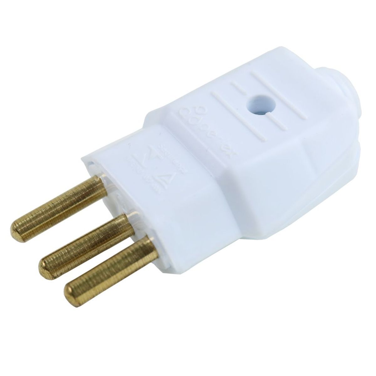 Plugue Macho Branco 3 Polos 20A, marca Perlex - Foto Principal