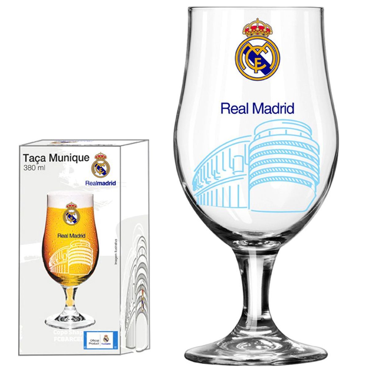 Taça Munique Real Madrid Estádio 380ml Transparente, marca Globimport - Foto Principal