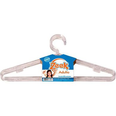 Cabide Adulto 3 Unidades 40x2,40x19cm Cristal