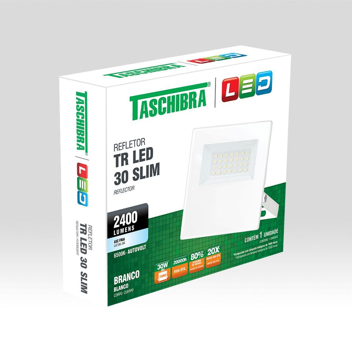 Refletor TR LED 30W Slim 6500K Autovolt Branco, marca Taschibra - Foto 2