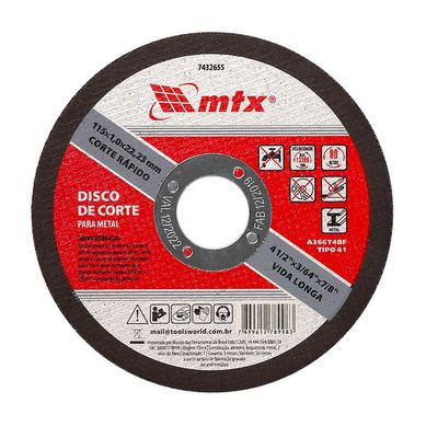 Disco de Corte para Metal 115mm 7432655 Preto MTX