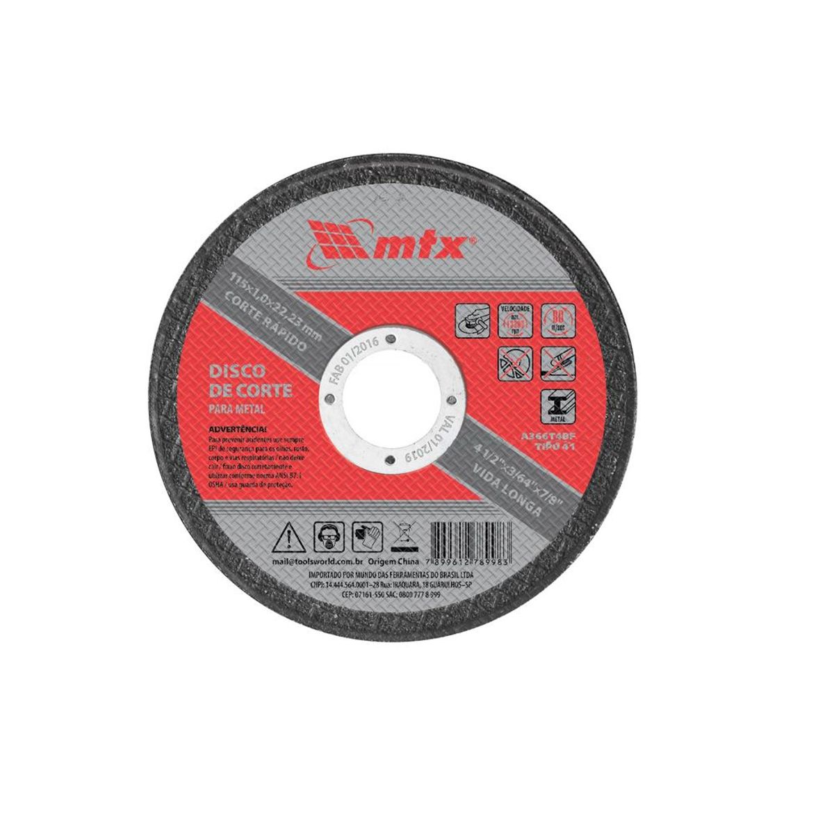 Disco de Corte para Metal 115x1,6x22mm, marca Mundo das Ferramentas - Foto 2