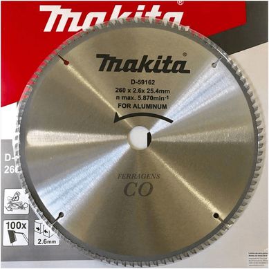 Lamina de Serra Tct260x25.4mm 100t para Alumnio