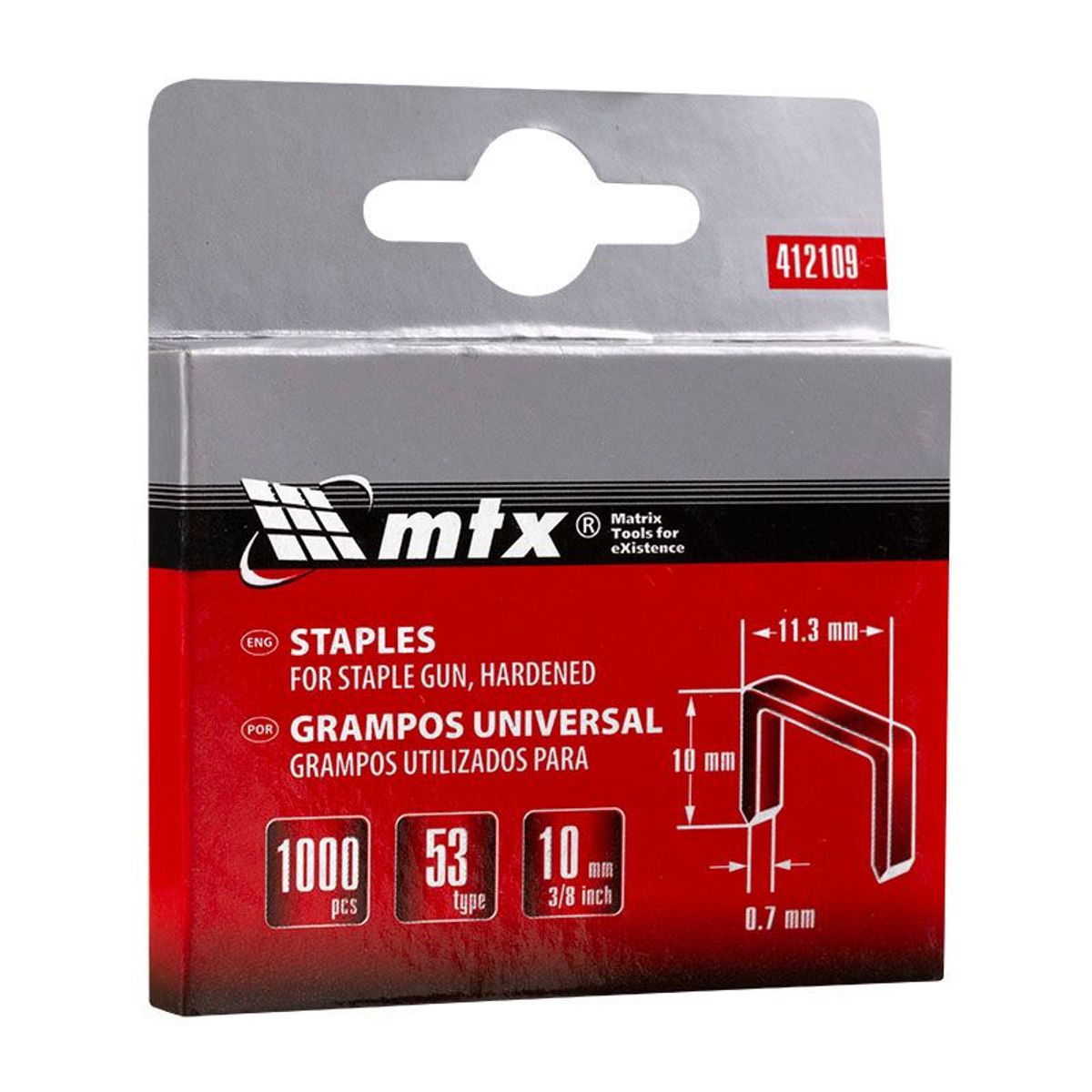Grampo Tipo 53 Universal 10 mm 3/8" 412109 MTX, marca Mtx - Foto Principal