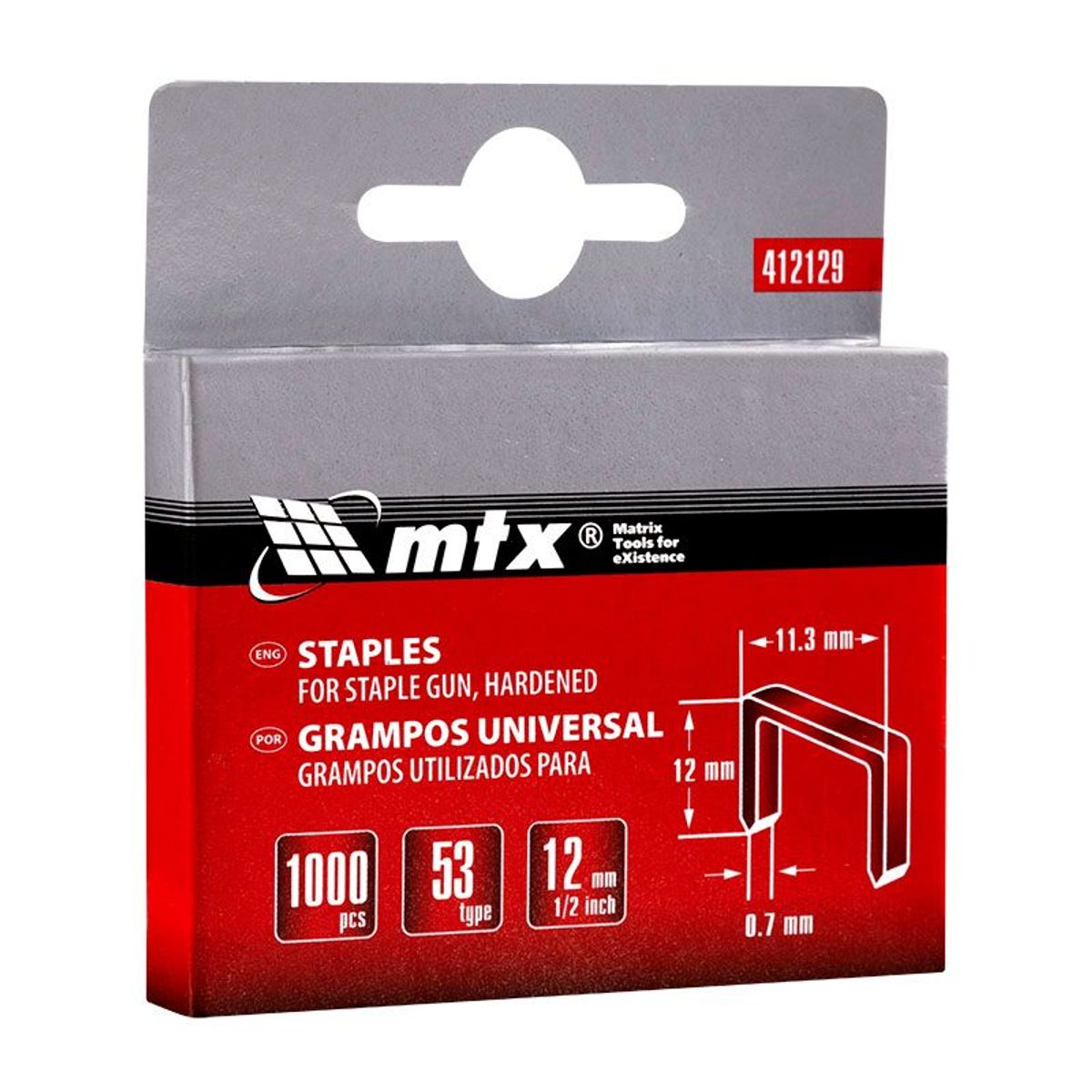 Grampos para Grampeadores Tipo 53 12mm 1/2" 412129 MTX, marca Mtx - Foto Principal