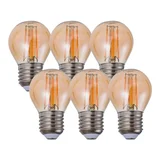 Combo com 6 Lâmpada de Filamento LED Bulbo 4W G45 E27 Âmbar