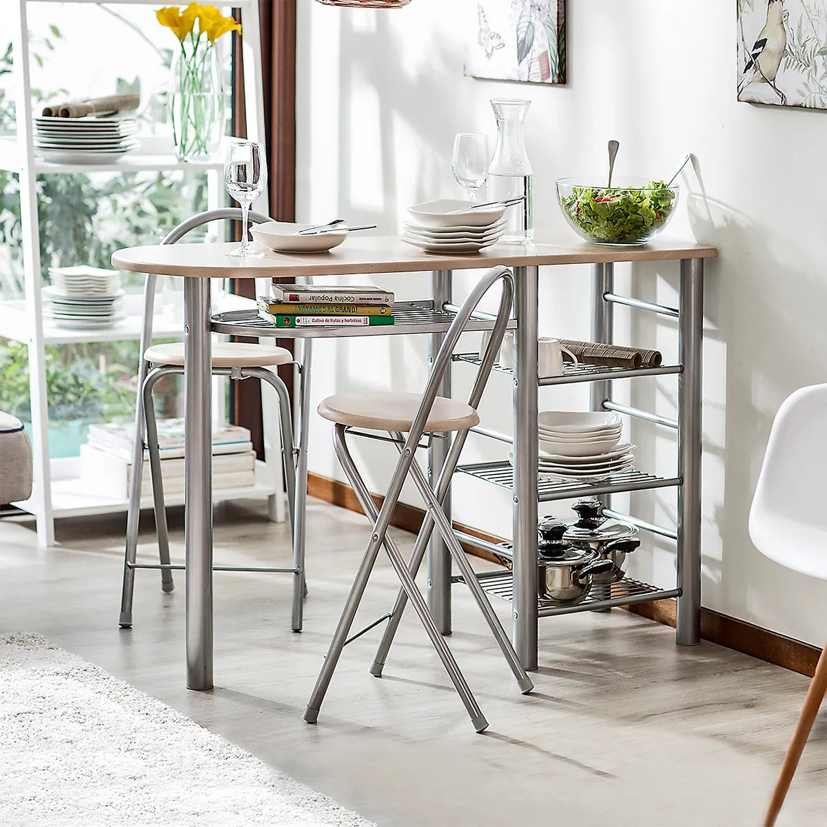 Conjunto Mesa Auxiliar Com 2 Cadeiras Dobraveis Just Home Collection, marca Just Home Collection - Foto Principal