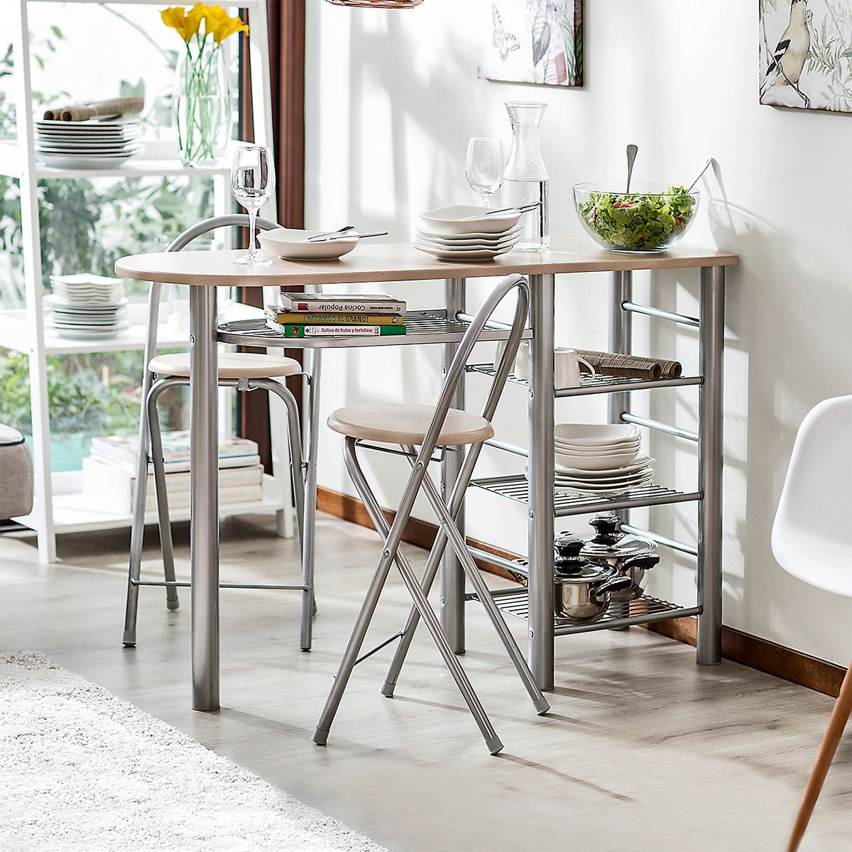Conjunto Mesa Auxiliar Com 2 Cadeiras Dobraveis Just Home Collection, marca Just Home Collection - Foto Principal
