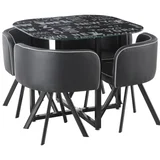 Conjunto Mesa de Jantar 4 Cadeiras Pizza Preto Just Home Collection