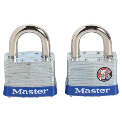 Cadeado Ao Lminado Largo 51mm Prata com Azul 2 Unidades Masterlock