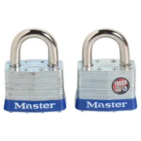 Cadeado Aço Lâminado Largo 51mm Prata com Azul 2 Unidades Masterlock
