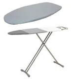 Combo Tábua Passar com Base Cinza 114X35 + Forro para Tábua de Passe Prata 122X38