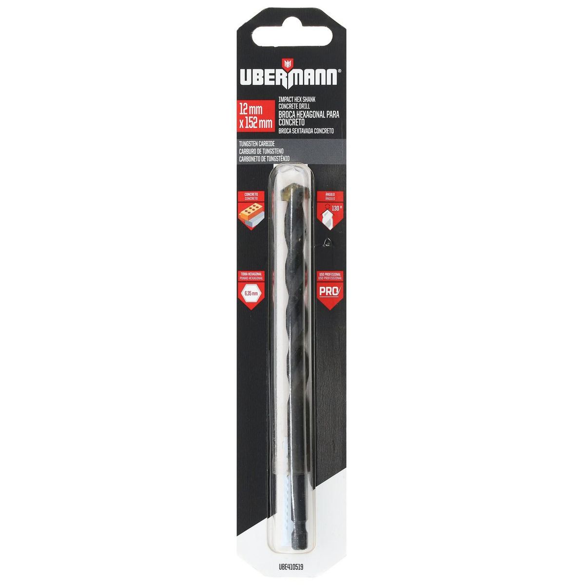 Broca para Concreto 12x152mm V-hex Preta Ubermann, marca Ubermann - Foto 2