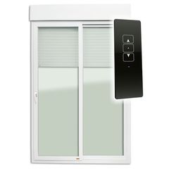 Porta Integrada Veneziana com Controle Remoto 220V PVC Branco 2 Folhas Móveis 230x150x13cm Itec