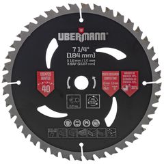 Lâmina de Serra Circular TCT 7.1/4" 40 Dentes Preto Ubermann