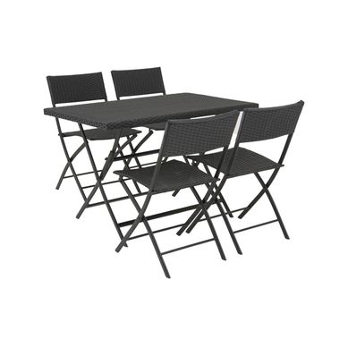 Conjunto de Jantar Dobrvel Parana Rattan 5 Peas Preto