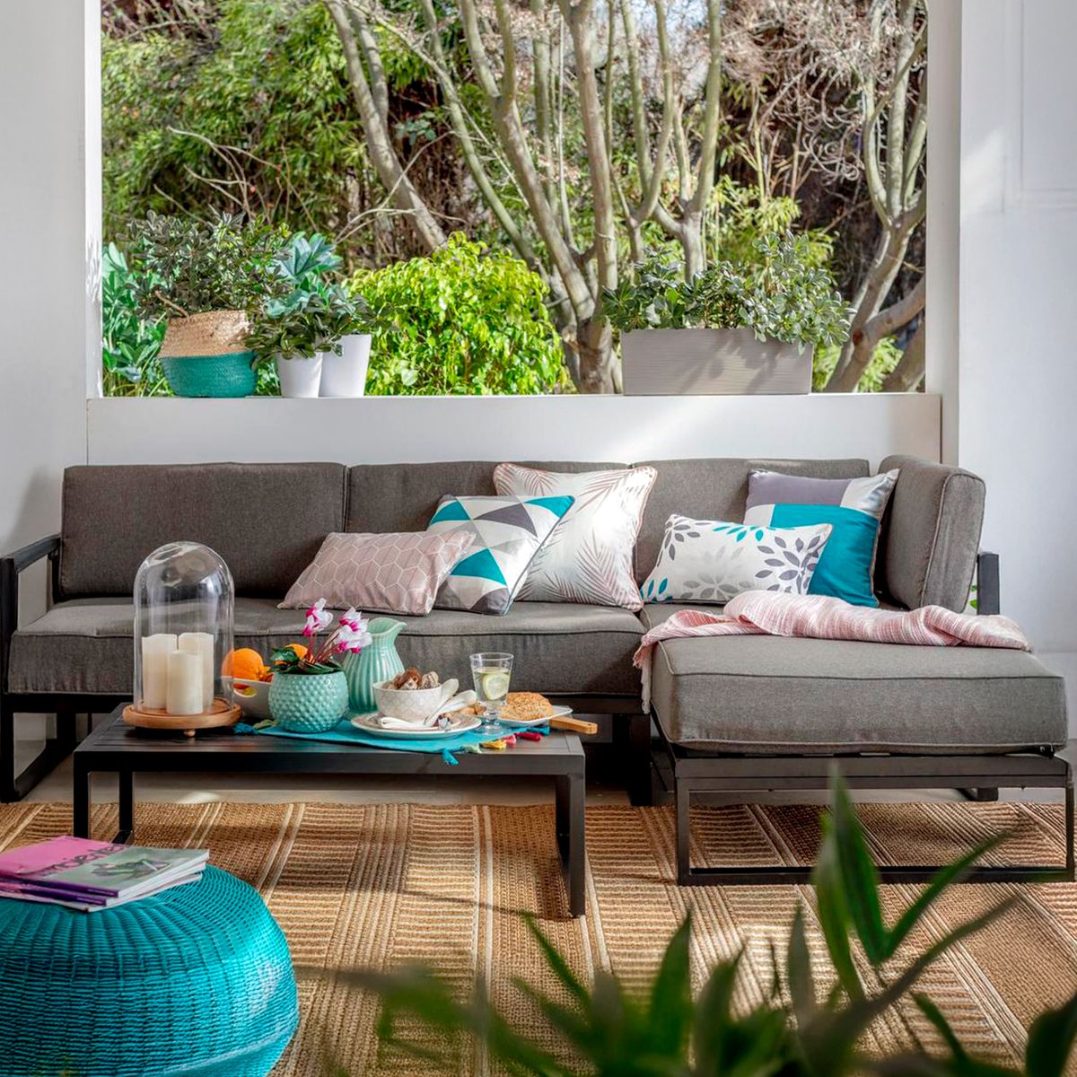 Conjunto de Área Externa Seccional Toledo com 3 peças Cinza, marca Just Home Collection - Foto Principal