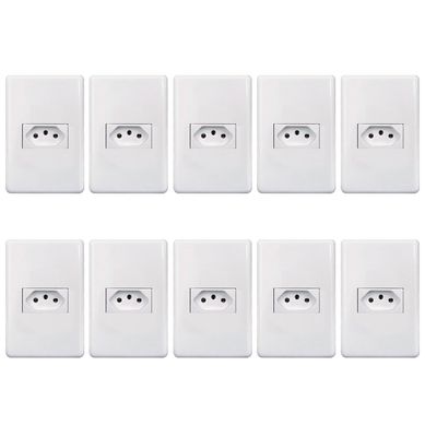 Kit com 10 Conjuntos de Tomadas 4X2 10A Stella Branco