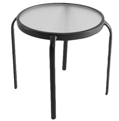 Mesa de Apoio Exterior 45cm em Metal e Vidro Cinza Grafite