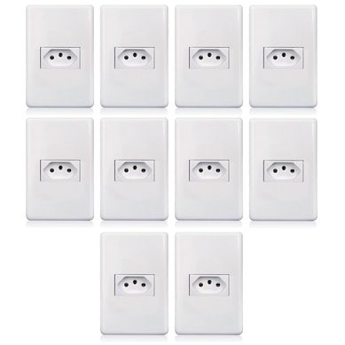 Kit com 10 Conjuntos de Tomadas 4X2 20A Stella Branco