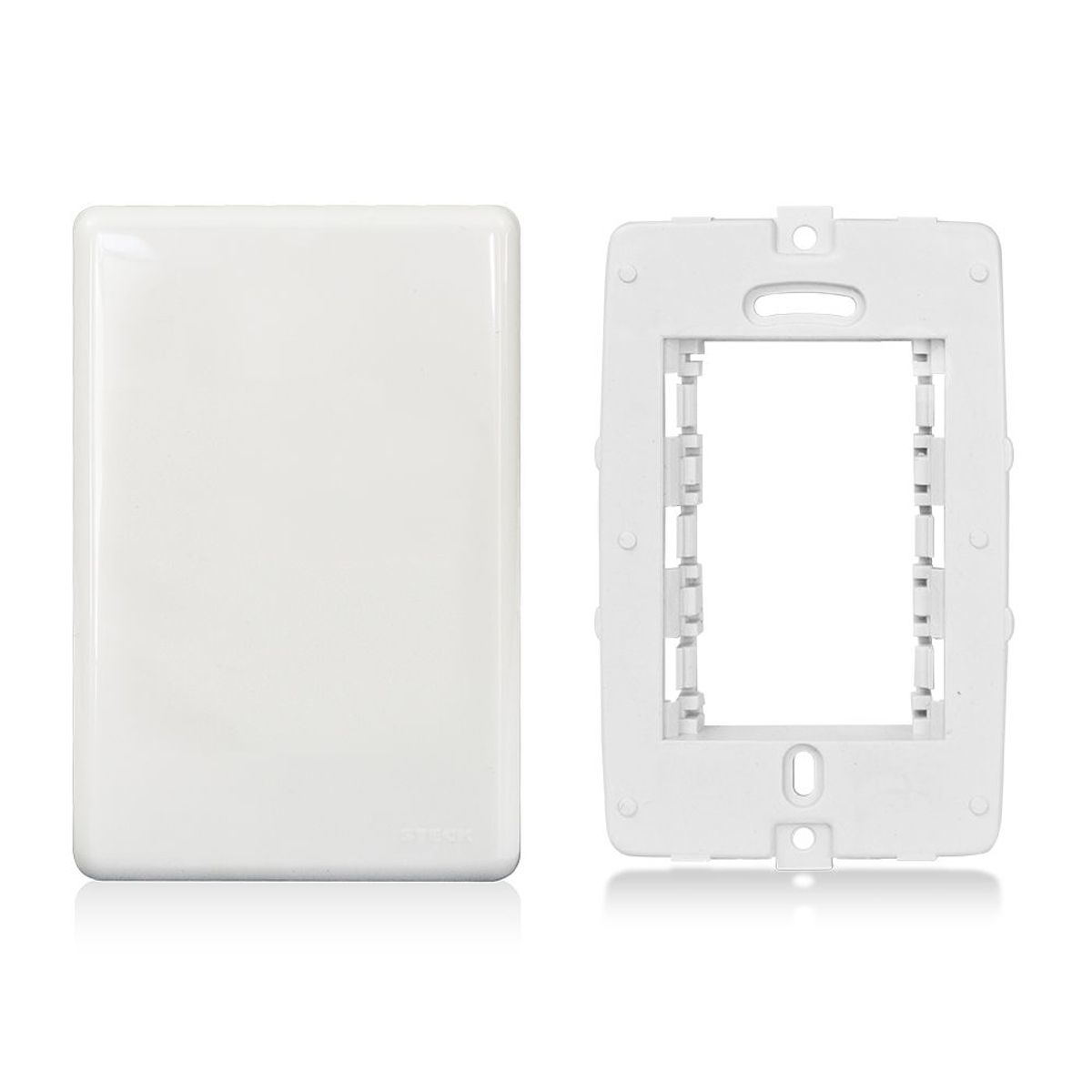 Placa Com Suporte Cega Stella Branca 4X2, marca Steck - Foto Principal