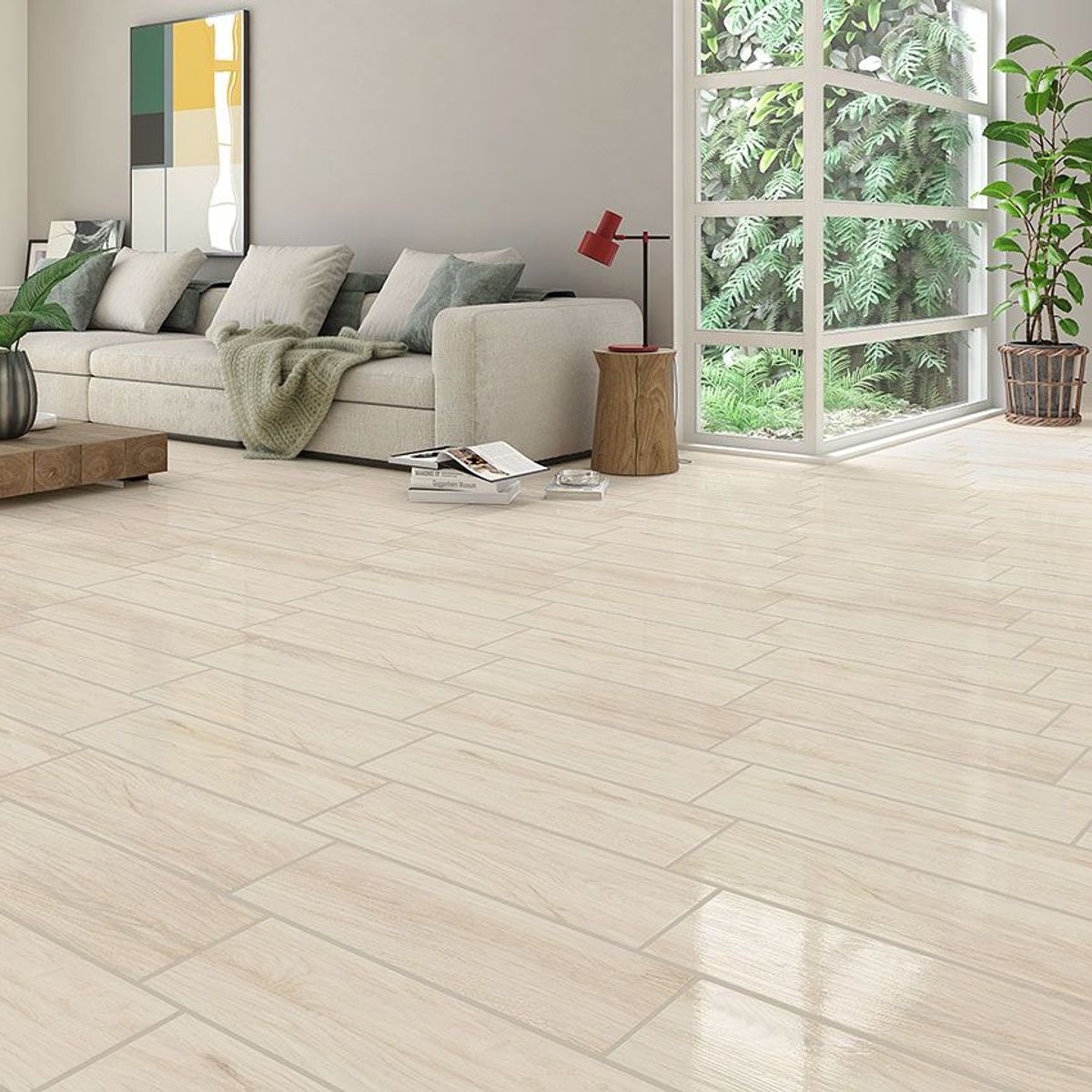 Piso Flamboyant Brilhante HD 20x60cm Caixa 1,46m² Bege, marca Formigres - Foto Principal