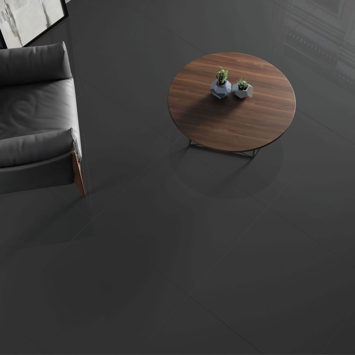 Eliane - Porcelanato Polido Materia Petróleo 80x80cm Caixa 1,92m² Chumbo