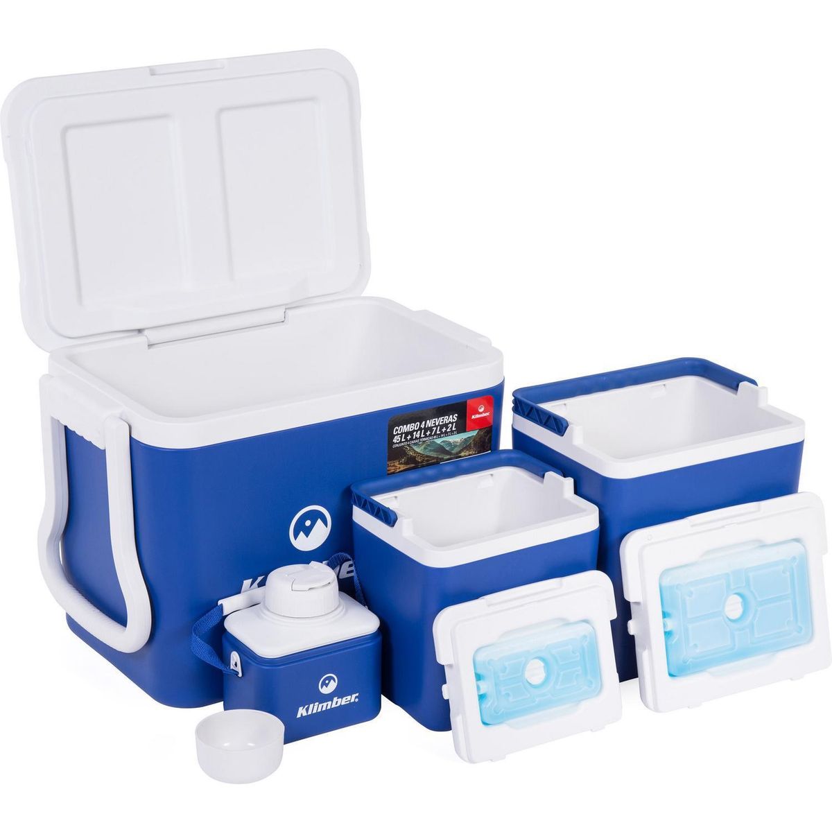Kit Com 4 Caixa Térmicas 45 Litros, 14 Litros, 7 Litros e 2 Litros, marca Klimber - Foto 2