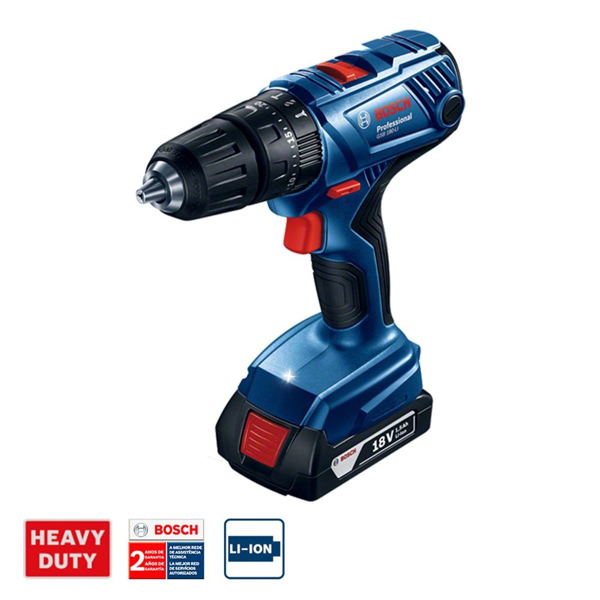 Parafusadeira Furadeira de Impacto Bosch GSB 180, 2 baterias, marca Bosch - Foto 2