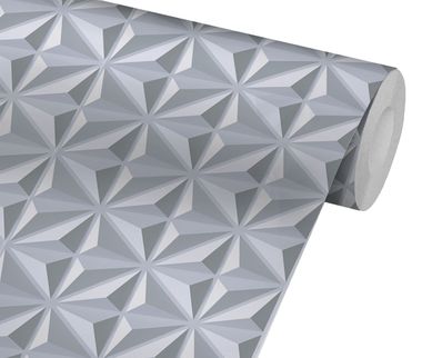 Tecido Adesivo Bobina 50x300cm Estrela 3D Cinza
