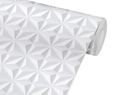 Tecido Adesivo Bobina 50x300cm Estrela 3D Branco