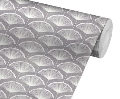 Tecido Adesivo Bobina 50x300cm Leque Cinza