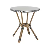 Mesa de Alumínio com Estrutura de Bambu e Tampo Preto e Branco