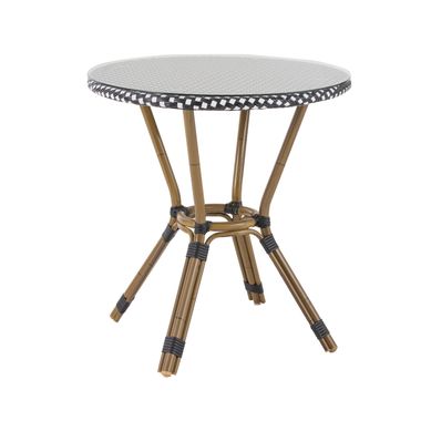 Mesa de Alumnio com Estrutura de Bambu e Tampo Preto e Branco