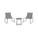 Conjunto de Mesa de Apoio e 2 Cadeiras Belfort Preto e Branco