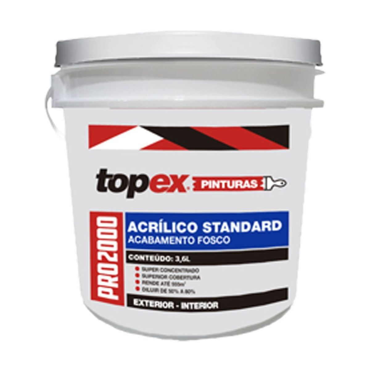 Topex 2000 Tinta Acrílica Standard Fosco 3,6 Litros Branco, marca Qualyvinil - Foto 2