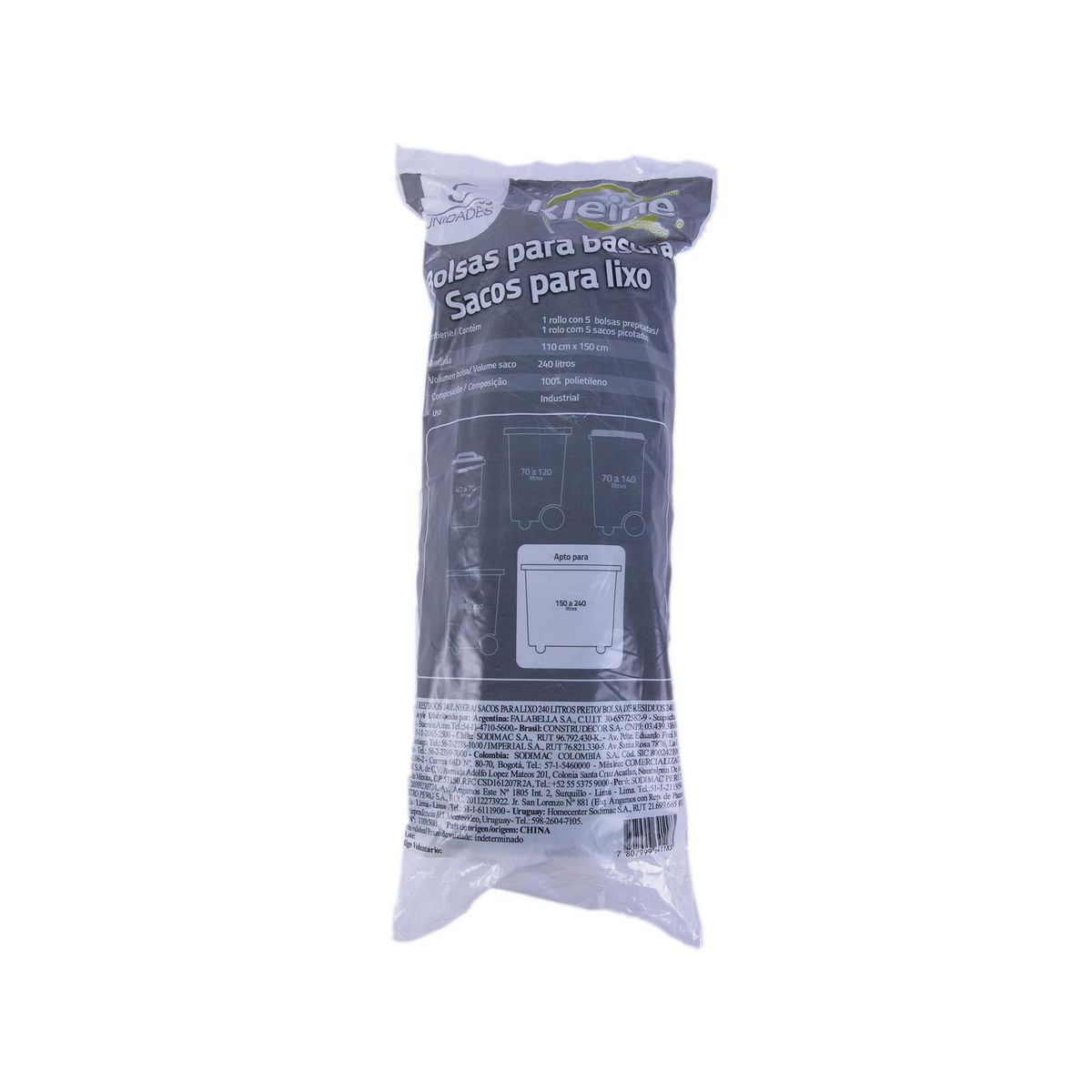 Saco de Lixo 240 Litros com 5 Unidades 110x150 Preto, marca Kleine Wolke - Foto 2