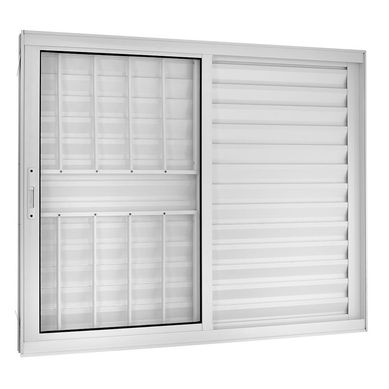 Janela Veneziana Alumnio Branco 3 Folhas Com Grade Mveis 120x120x12cm Topsul