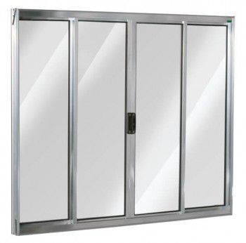 Janela de Correr Alumnio Brilhante 4 Folhas Central 100x100x5cm Ecosul