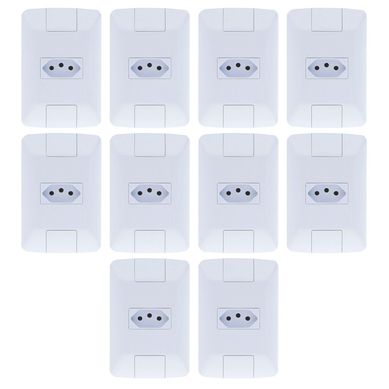 Kit com 10 Conjuntos de Tomadas 4X2 10A Aria Branco