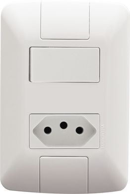 Conjunto Interruptor Simples E Tomada 4X2 6A Aria Branco
