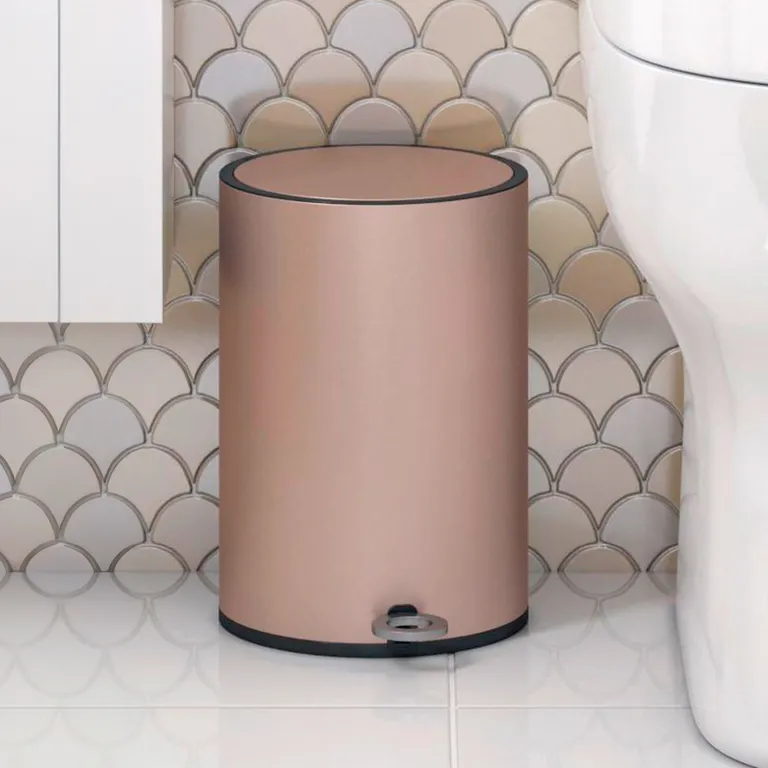 Lixeira 6l Metal Redonda com Pedal Bronze Just Home Collection