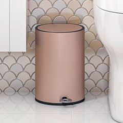 Lixeira 6l Metal Redonda com Pedal Bronze Just Home Collection
