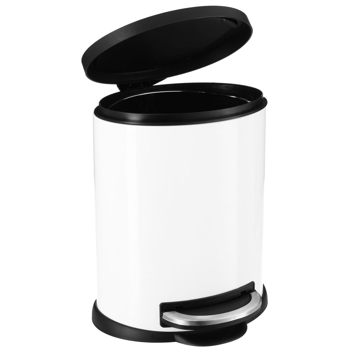 Just Home Collection - Lixeira 5l Metal Lunar Pedal Branco e Preto Just Home Collection